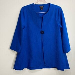 Multiples Jacket blazer Crinkle Art to Wear Women's Small Blue